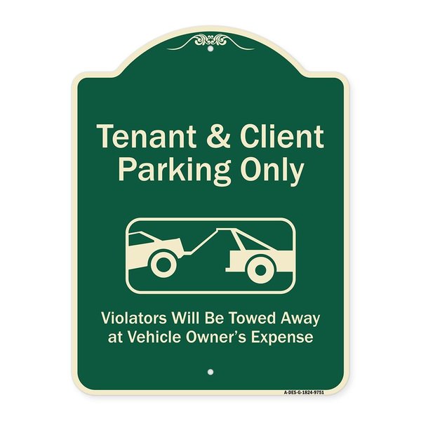 Signmission Designer Series-Tenant And Client Parking Violators Towed Away With Graph, 24" x 18", G-1824-9751 A-DES-G-1824-9751